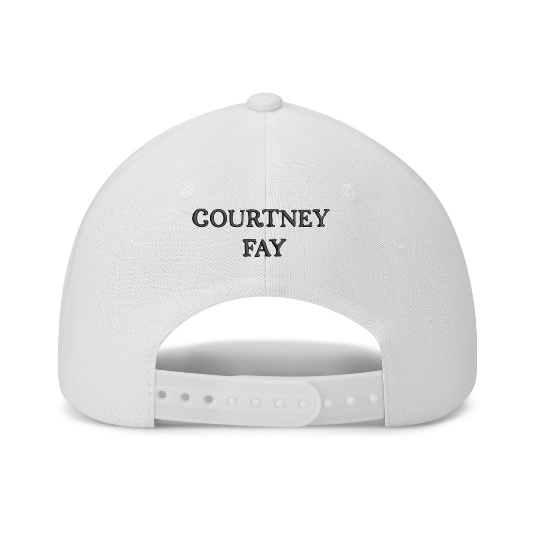 Courtney Fay Hat - Embroidered Baseball Cap - White or Gray