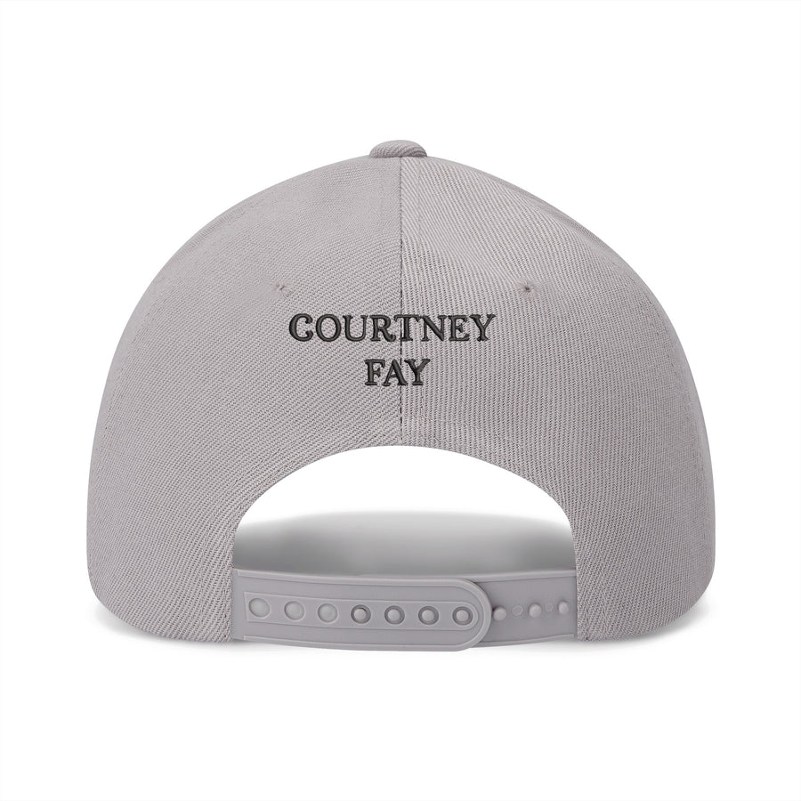 Courtney Fay Hat - Embroidered Baseball Cap - White or Gray