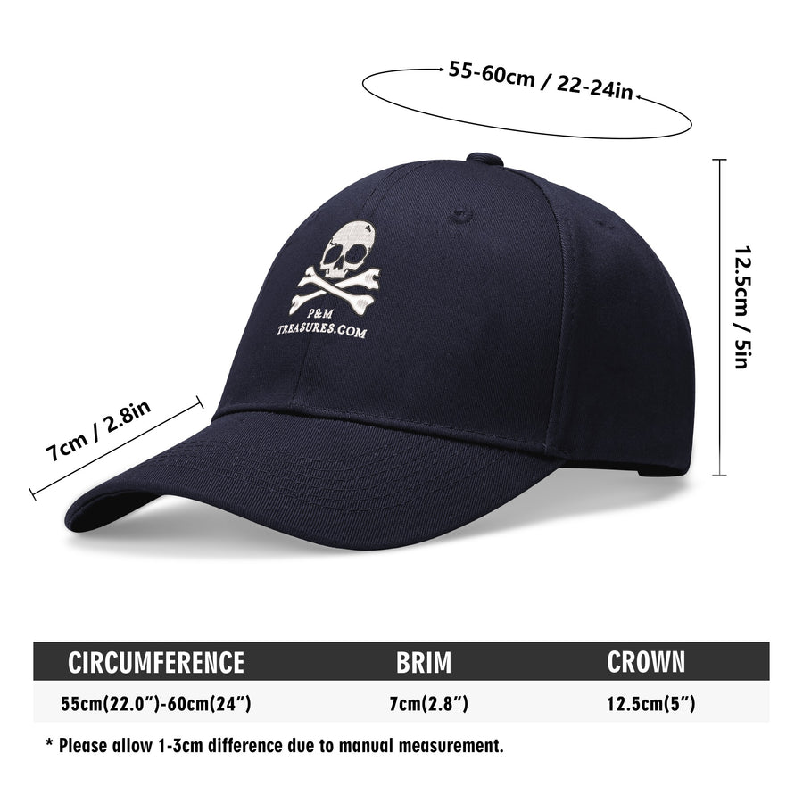 ARR PIRATETREASURE Hat - Embroidered Baseball Cap - Black, Red, or Navy